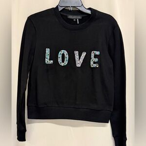 Endless Rose Black Sweatshirt with Colorful beaded Embellished ‘LOVE’